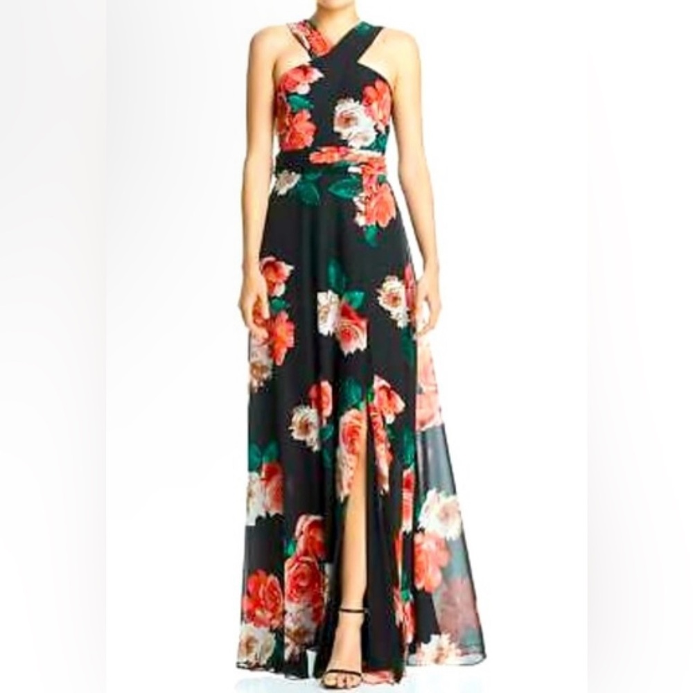 Laundry Shelli Segal Floral Cross Neck Maxi Dress size 10 - Picture 1 of 10